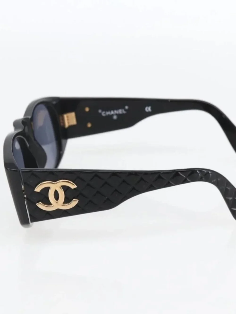 CHANEL Sunglasses plastic Black CC Auth 156144
